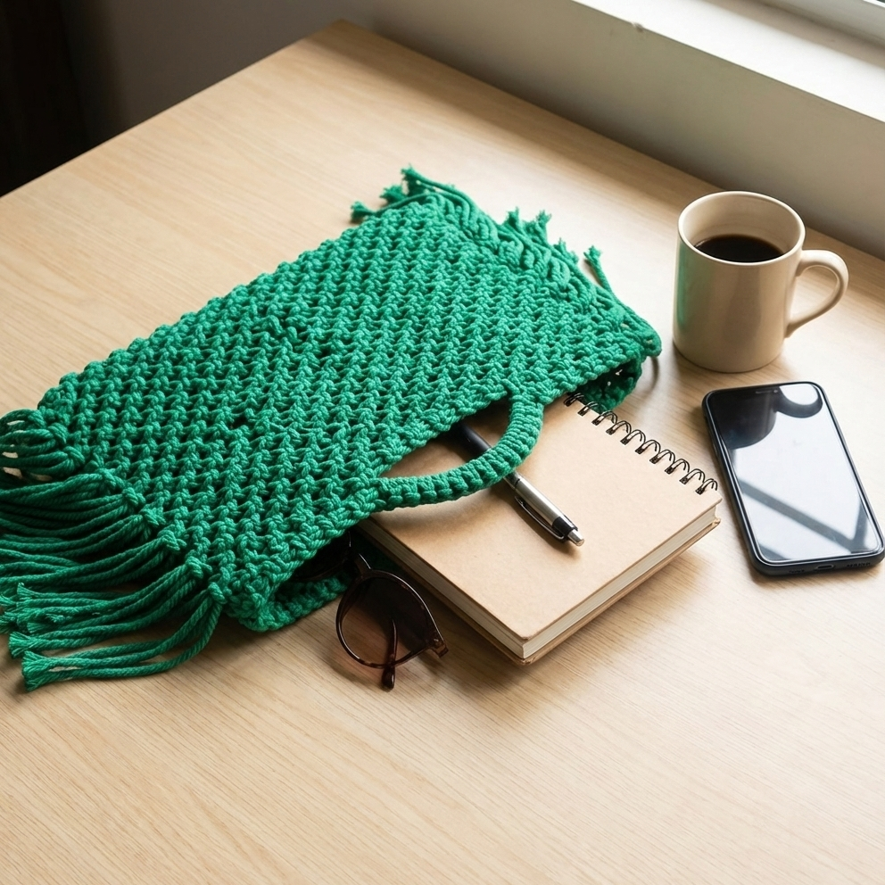 Emerald Boho Fringe Tote