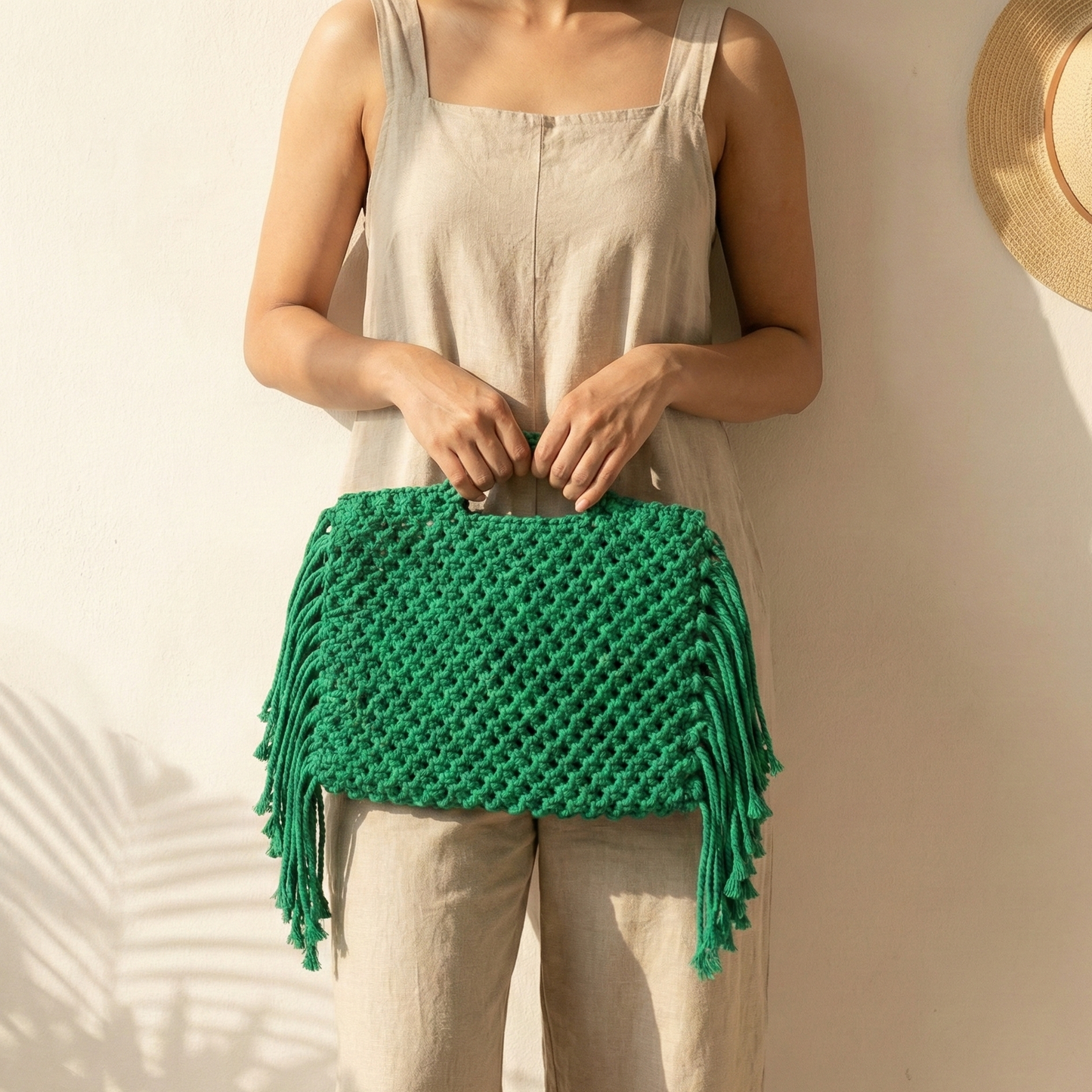 Emerald Boho Fringe Tote