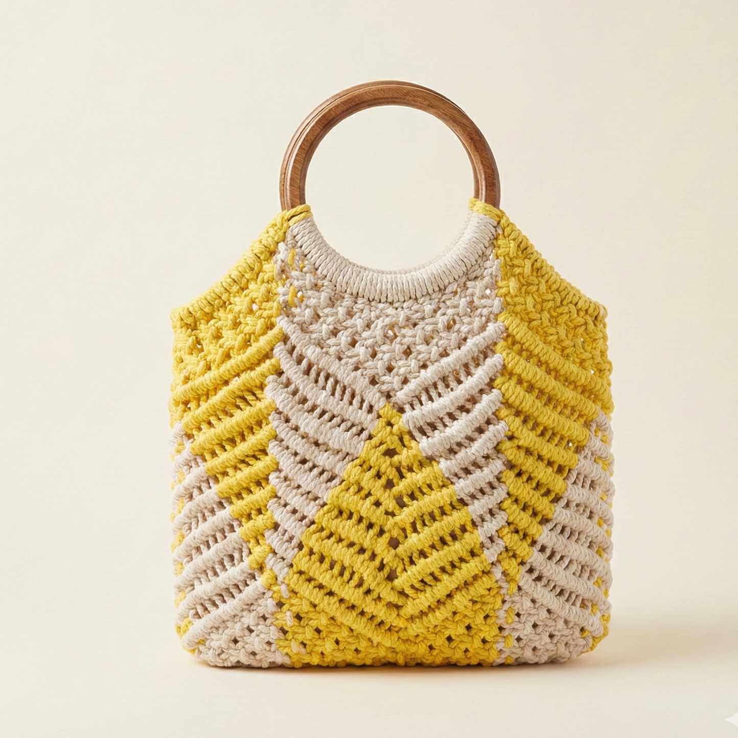 Solara Knit Top-Handle Bag – Mustard Ivory